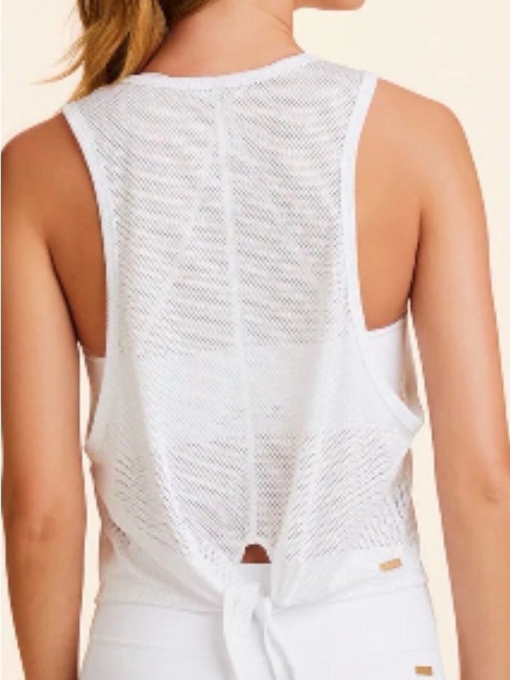 NWT Alala White Mesh Tie-Back Racerback Tank SZ XS
